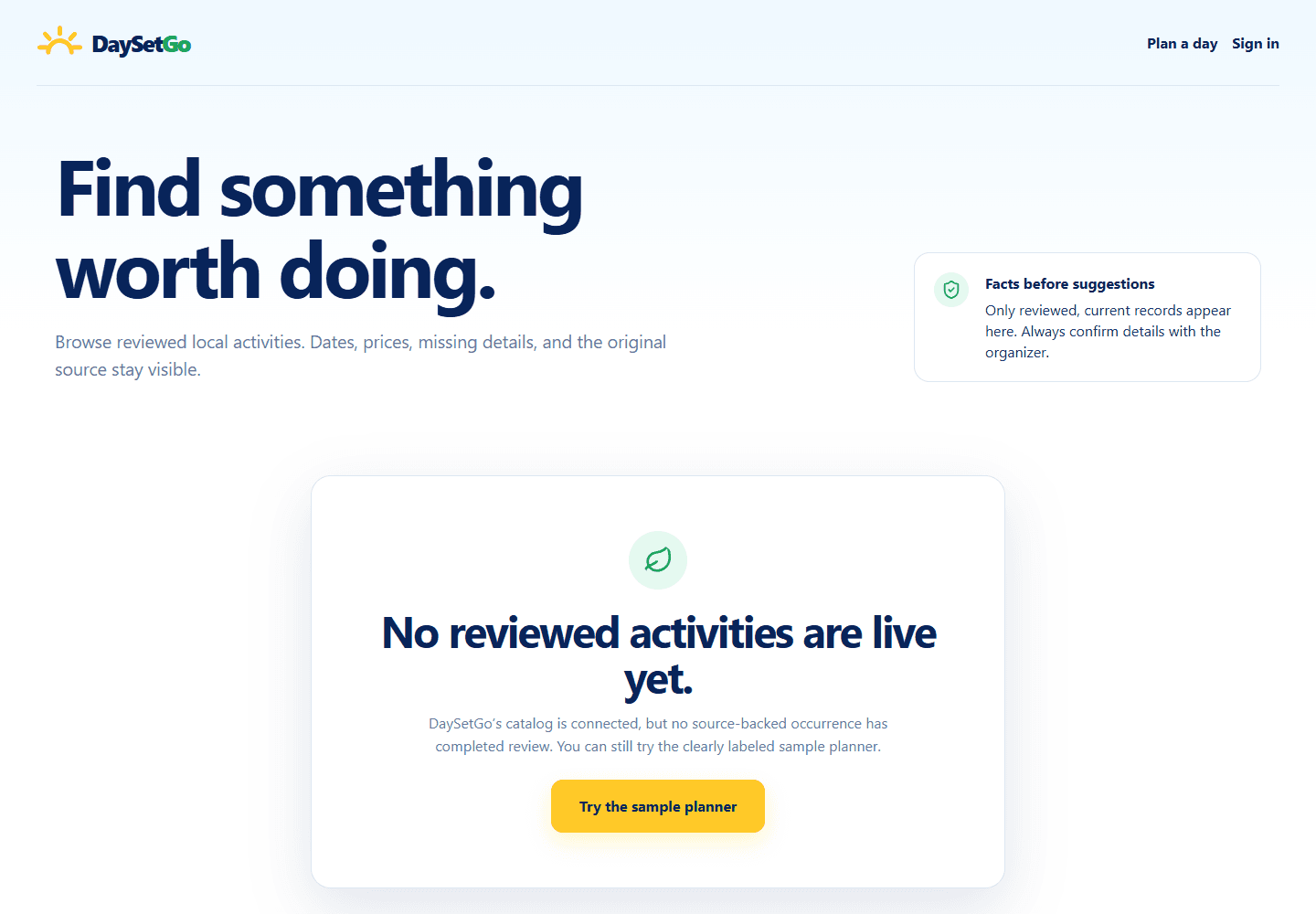 DaySetGo activity discovery preview
